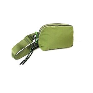 Green Double Zipper  Belt Bag With carabiner